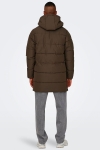 ONLY & SONS Carl Long Quilted Coat Hot Fudge