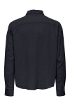 ONLY & SONS Latham LS Linen Structure Shirt Dark Navy