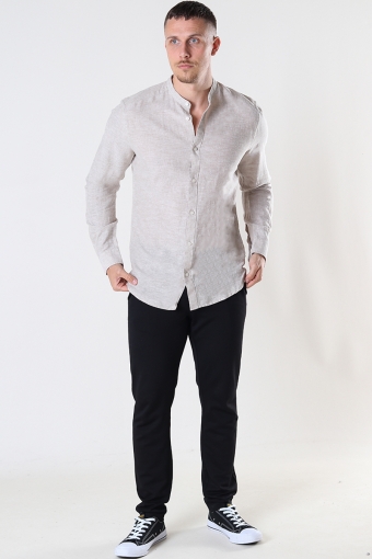 ONSCAIDEN LS SOLID LINEN MAO SHIRT NOOS Chinchilla