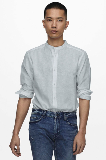 Caiden LS Linen Mao Shirt Cashmere Blue