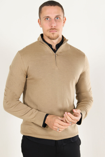 Tray LS Merino Knit Half Zip Kelp