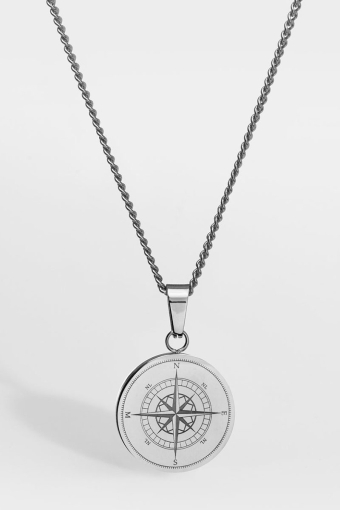 Compass Halskæde  Sølvtonet