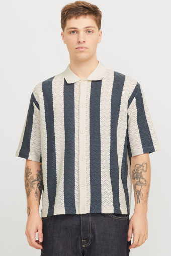 Tyler Knit SS Polo Sea Salt Stripe