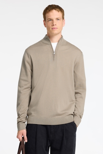 Tray LS Merino Knit Half Zip Kelp