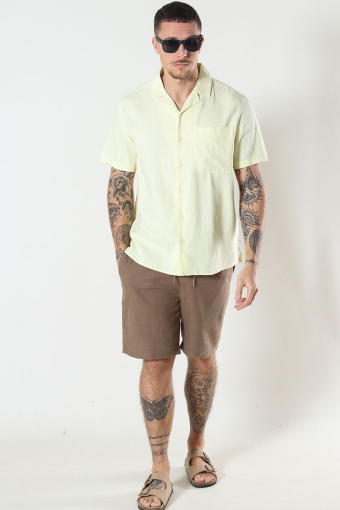 Allan Cuba Linen Shirt Anise Flower