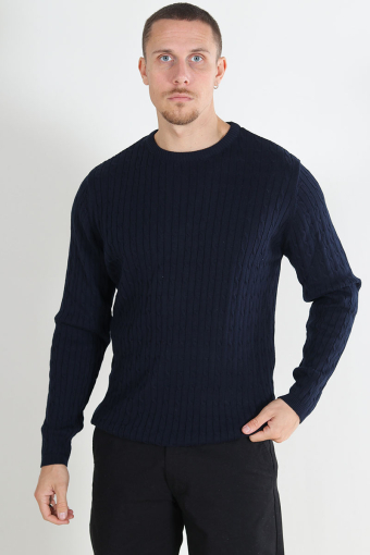 Cable Cotton Knit Sky Captain