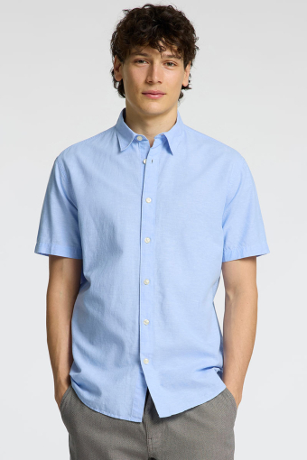 Regular Sun Linen Shirt SS Cashmere Blue / White