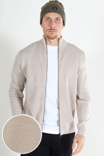 Malik Regular Zip Cardigan Knit Silver Lining