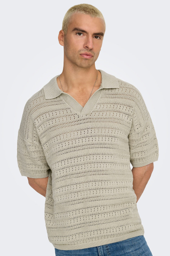 Grayson SS Chocket Knit Polo Silver Lining