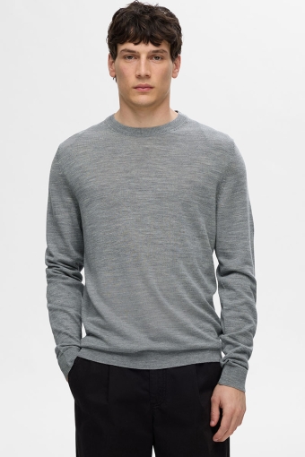 Tray LS Merino Knit Crew Neck Medium Grey Melange