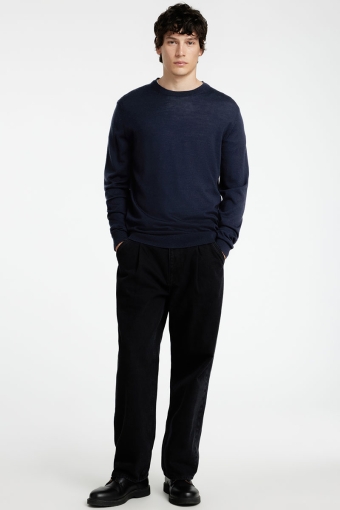 Tray LS Merino Knit Crew Neck Navy Blazer