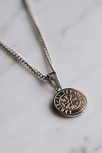 Minimal Vegvisir Halskæde Sølvtonet