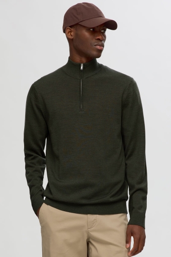 Tray LS Merino Knit Half Zip Forest Night