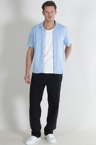 Allan Cuba Linen Shirt Chambray Blue