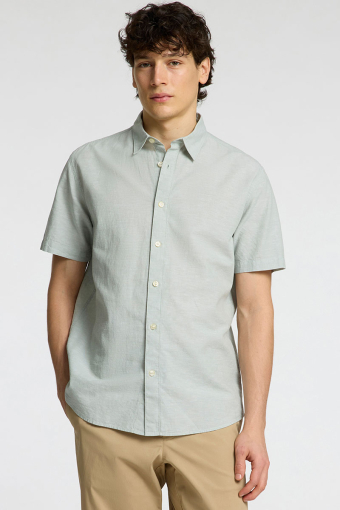 Regular Sun Linen Shirt SS Iceberg Green / White