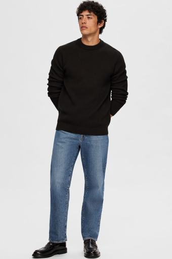 Dane LS Structure Knit Crew Neck Black